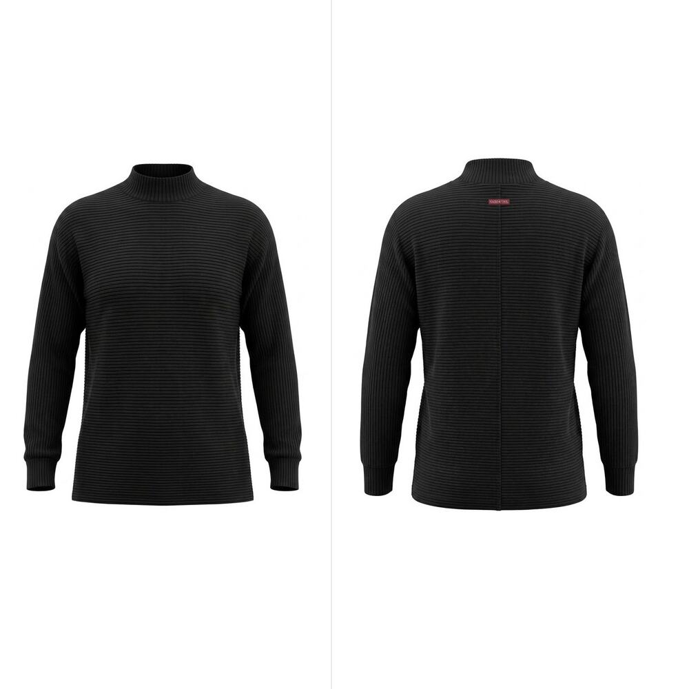 Hard Tail Black Ribbed Mock Neck Long Sleeve Sweater Women Size S